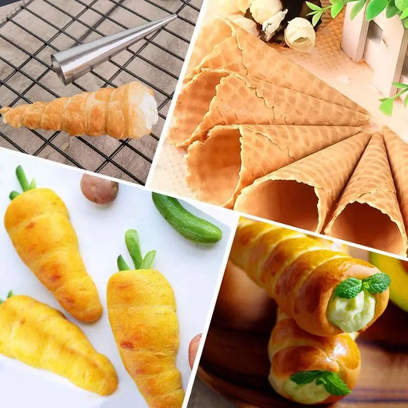 Stainless Steel Cream Horn Molds Cannoli Tubes Ice Cream Mold Puff Pastry Waffle Cone Pastry Roll Horn Croissant Mold Baking
Stainless Steel Cream Horn Molds Cannoli Tubes Ice Cream Mold Puff Pastry Waffle Cone Pastry Roll Horn Croissant Mold Baking