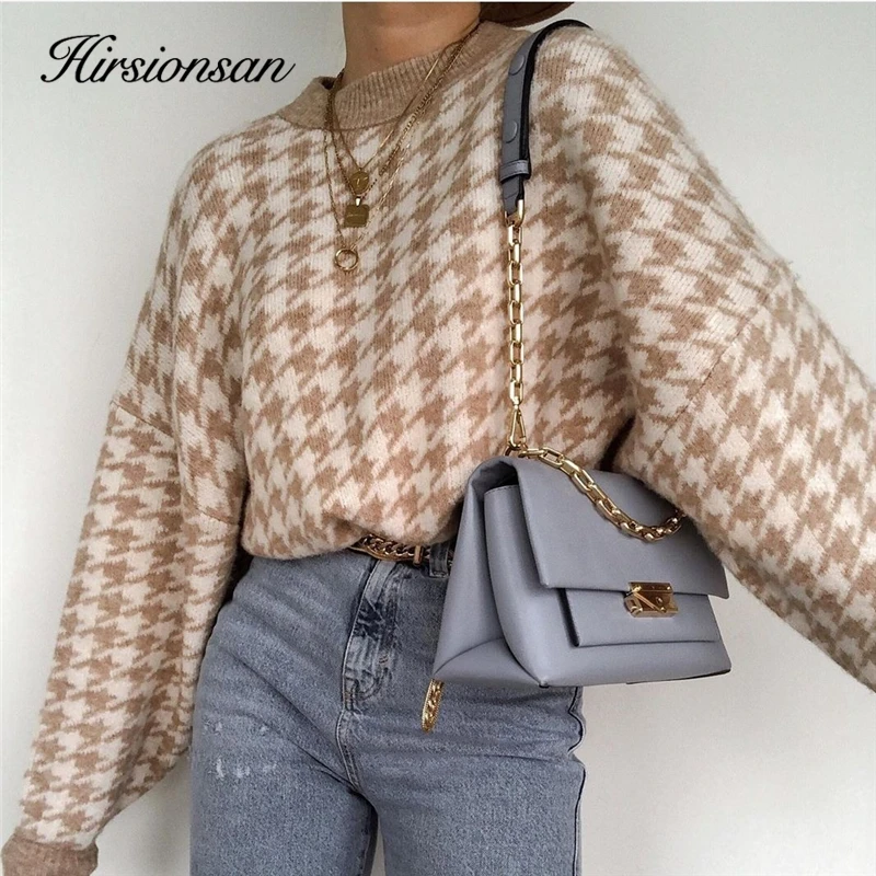 Hirsionsan Houndstooth Sweater Women 2023 New Hot Sale Vintage Geometric Khaki Knitted PulloversLoose Soft Elegant Jumper Winter
Hirsionsan Houndstooth Sweater Women 2023 New Hot Sale Vintage Geometric Khaki Knitted PulloversLoose Soft Elegant Jumper Winter