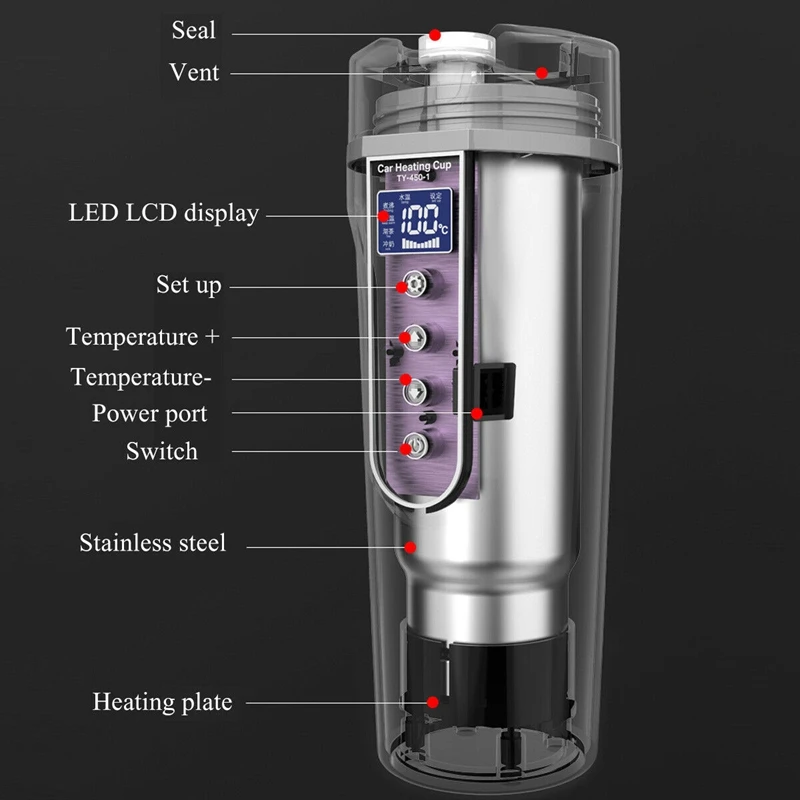12V 24V Portable Car Heating Cup Stainless Steel Cup Warmer Car Water Kettle Coffee Mug LCD Display Temperature
12V 24V Portable Car Heating Cup Stainless Steel Cup Warmer Car Water Kettle Coffee Mug LCD Display Temperature