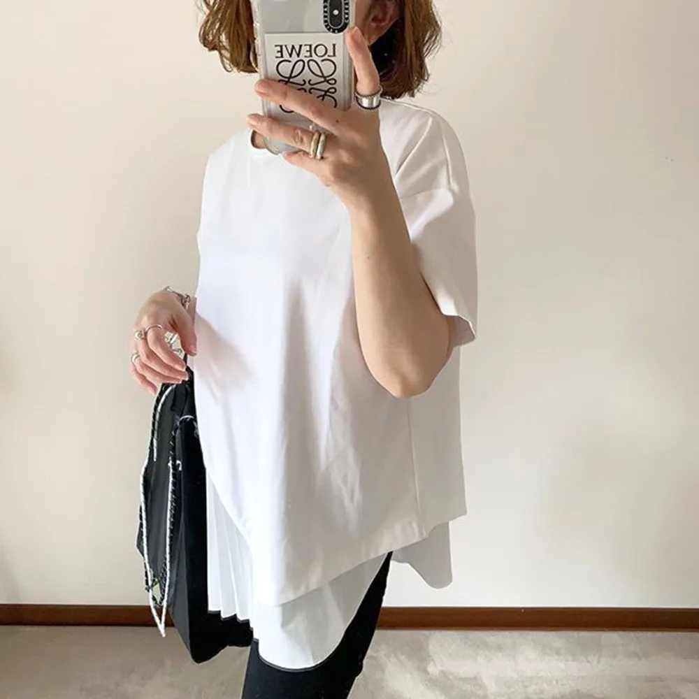 T-Shirt White Asymmetrical Ruffles Top Tee Chic Korean Style Streetwear Casual Loose Irregular Women Summer Tshirts Office 2020
T-Shirt White Asymmetrical Ruffles Top Tee Chic Korean Style Streetwear Casual Loose Irregular Women Summer Tshirts Office 2020