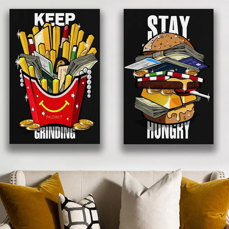 Continue To Sharpen And Keep Hungry Poster Painting On The Wall Art Cartoon Burger Money Canvas Painting Prints Mural Picture Li
Continue To Sharpen And Keep Hungry Poster Painting On The Wall Art Cartoon Burger Money Canvas Painting Prints Mural Picture Li