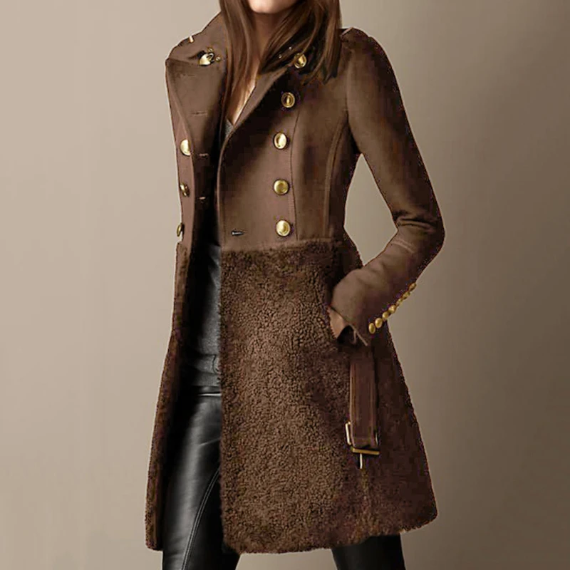2021 Winter Windbreaker Ladies Double-breasted Thicken Warm Vintage Splice Woolen Overcoats Office Windproof Work Outerwear Coat
2021 Winter Windbreaker Ladies Double-breasted Thicken Warm Vintage Splice Woolen Overcoats Office Windproof Work Outerwear Coat