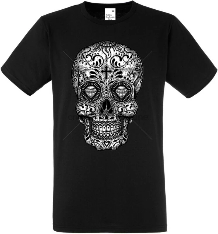 Футболка im Schwarzton Totenkopf Gotik Biker & Tattoomotiv Modell мексиканский череп|Мужские футболки| |