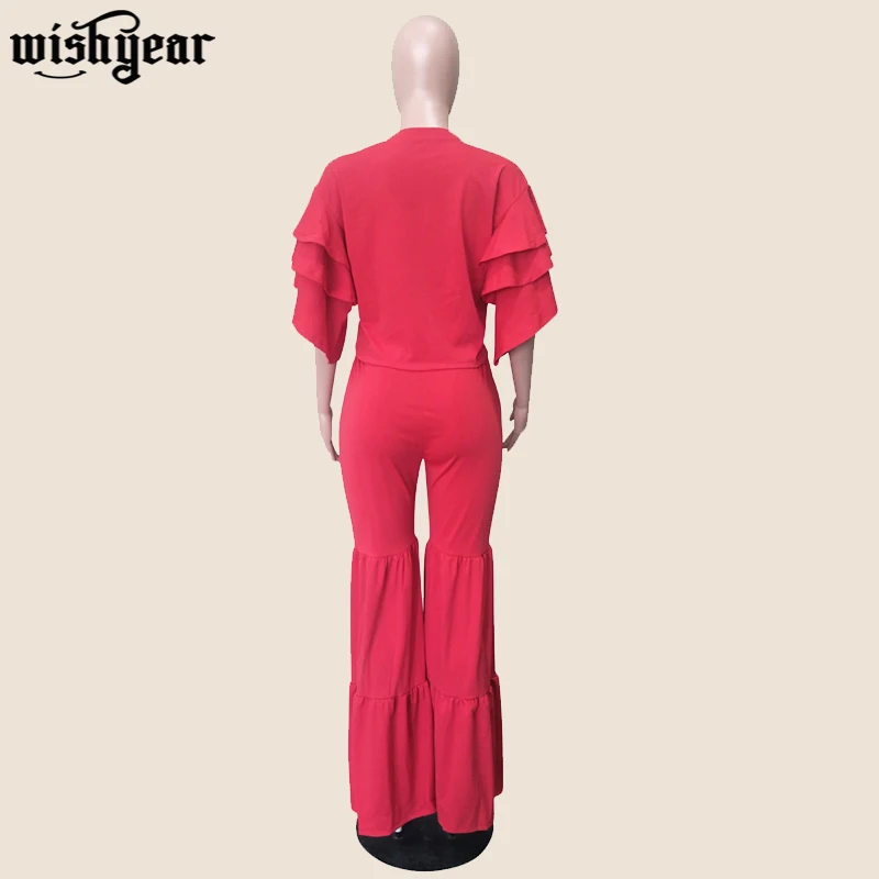 2019 Autumn Winter Women Set Tracksuit O Neck Petal Sleeve Top+ Ruched Flare Pants Suit Two Piece Set Solid Night Club Outfits
2019 Autumn Winter Women Set Tracksuit O Neck Petal Sleeve Top+ Ruched Flare Pants Suit Two Piece Set Solid Night Club Outfits