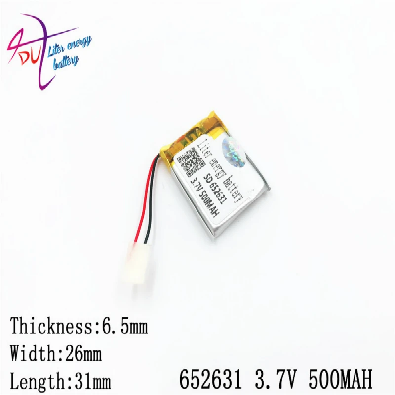 3.7V 500mAH 652631 652530 polymer lithium ion / Li-ion battery for GPS,mp3,mp4,mp5,dvd,bluetooth,model toy mobile bluetooth
3.7V 500mAH 652631 652530 polymer lithium ion / Li-ion battery for GPS,mp3,mp4,mp5,dvd,bluetooth,model toy mobile bluetooth