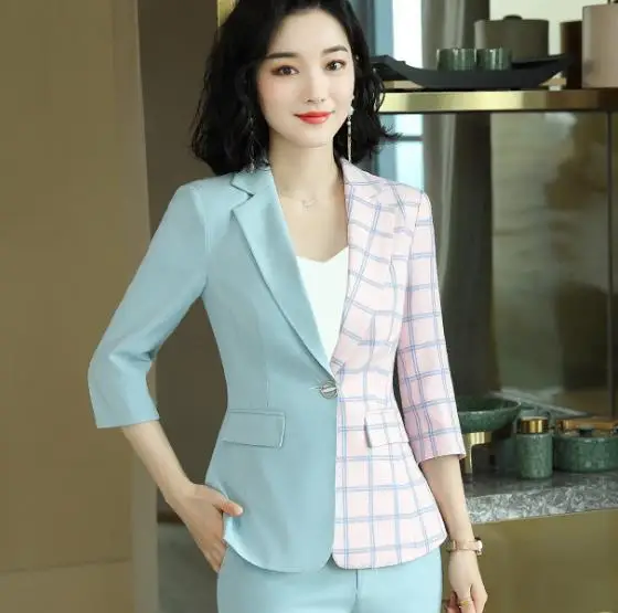 Spring Summer Ol Pant Suits for Women Business Professional Plaid Patchwork Half Sleeve Blazer and Ankle Trousers Office Wear
Spring Summer Ol Pant Suits for Women Business Professional Plaid Patchwork Half Sleeve Blazer and Ankle Trousers Office Wear