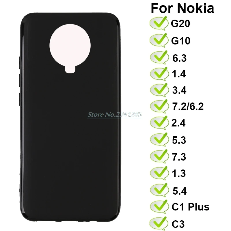 Soft Black TPU Case For Nokia G21 G10 G20 Silicon Caso Coque for Nokia 1.4 3.4 6.2 7.2 2.4 5.3 7.3 C3 1.3 C1 Plus 5.4 8.3 Cover
Soft Black TPU Case For Nokia G21 G10 G20 Silicon Caso Coque for Nokia 1.4 3.4 6.2 7.2 2.4 5.3 7.3 C3 1.3 C1 Plus 5.4 8.3 Cover