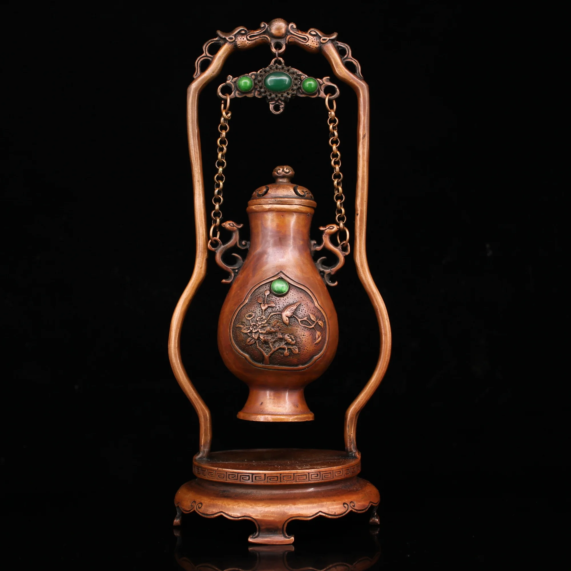 Home Decor 10" Tibet Buddhism Old Red Bronze Gem Bottle incense burner Magpie fall plum branch Round incense Happy brow
Home Decor 10" Tibet Buddhism Old Red Bronze Gem Bottle incense burner Magpie fall plum branch Round incense Happy brow