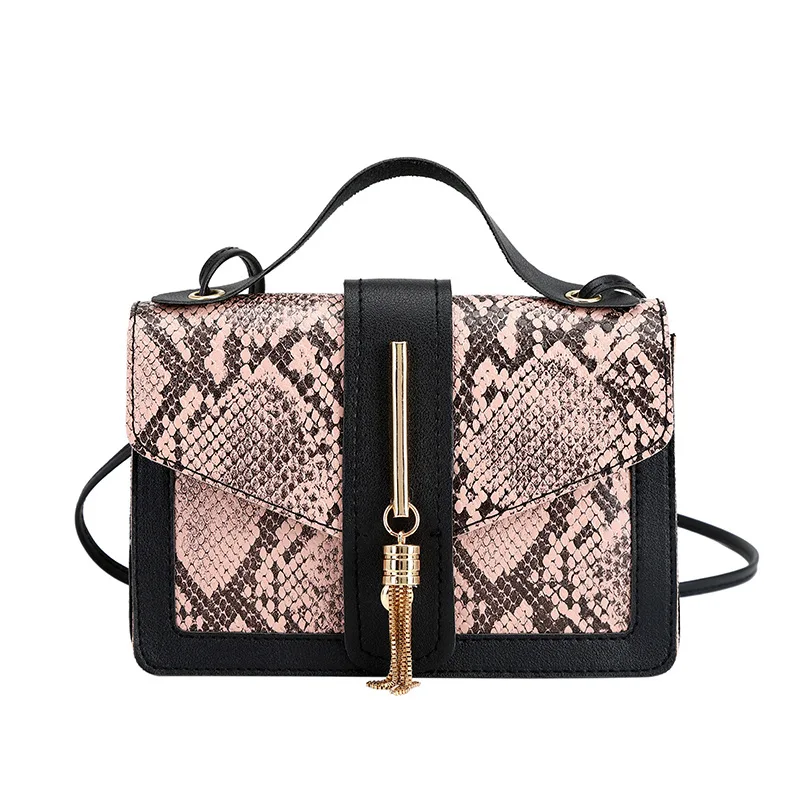 Women Top-Handle Bags 2021 Spring Summer Retro Snake Pattern Tassel Magnetic Buckle Shoulder Crossbody Girls Small Square Totes
Women Top-Handle Bags 2021 Spring Summer Retro Snake Pattern Tassel Magnetic Buckle Shoulder Crossbody Girls Small Square Totes