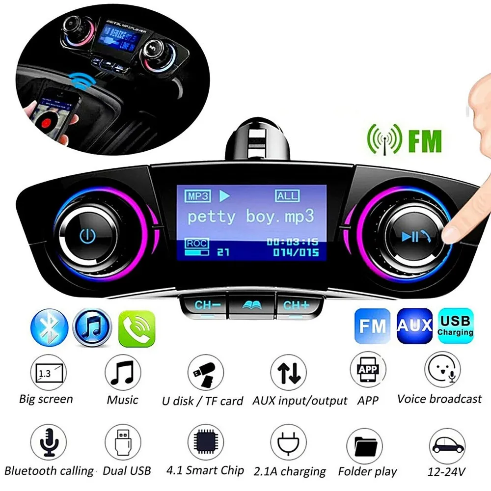 Wireless In-Car Bluetooth Handsfree FM Transmitter MP3 Radio Adapter Car Kit Dual USB Car Phone Charger 2020 NEW Accessories
Wireless In-Car Bluetooth Handsfree FM Transmitter MP3 Radio Adapter Car Kit Dual USB Car Phone Charger 2020 NEW Accessories