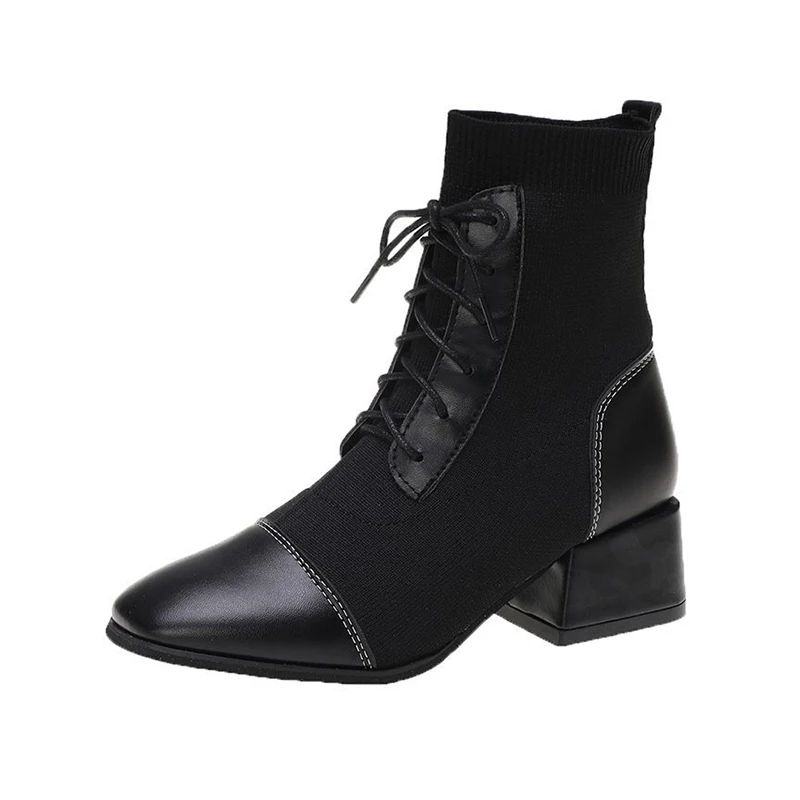 2021 New Knitted Women Lace Up Squre Toe Chunky Heels Short Boots Women Ankle Boots Ladies Pumps Shoes Fashion Woman Boots Mujer
2021 New Knitted Women Lace Up Squre Toe Chunky Heels Short Boots Women Ankle Boots Ladies Pumps Shoes Fashion Woman Boots Mujer