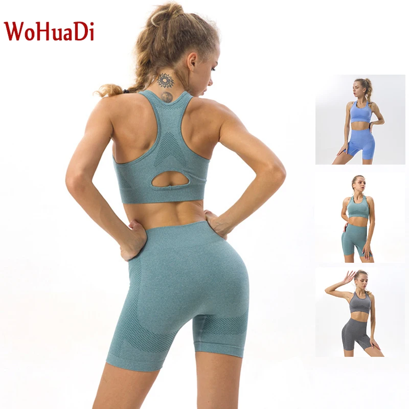 WOHUADI 2022 Summer Suit Knitted Yoga Sports Bra Set Women Clothes Sportswear Seamless High Quality Shorts Gym Fitness Workout
WOHUADI 2022 Summer Suit Knitted Yoga Sports Bra Set Women Clothes Sportswear Seamless High Quality Shorts Gym Fitness Workout