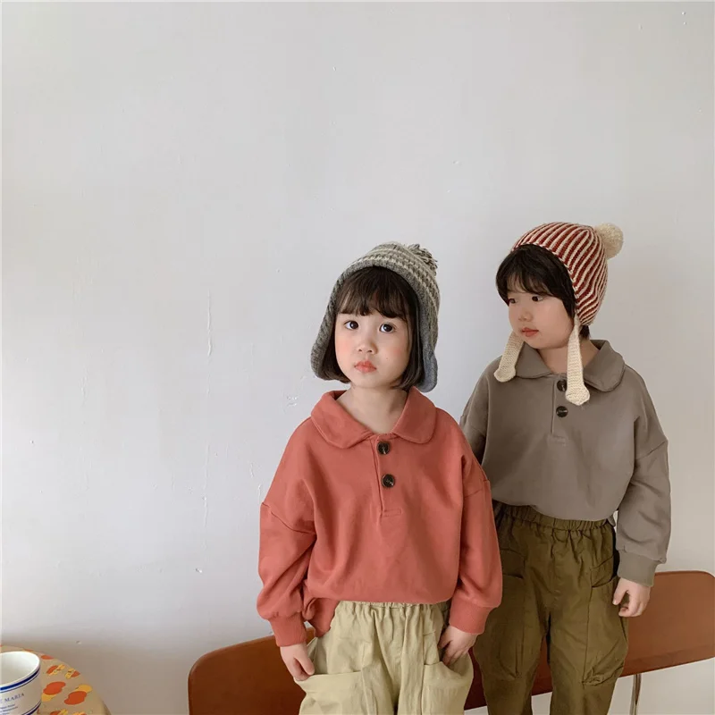 Children solid color turn-down collar sweatshirts boys girls pure cotton loose long sleeve Tops unisex kids clothes
Children solid color turn-down collar sweatshirts boys girls pure cotton loose long sleeve Tops unisex kids clothes