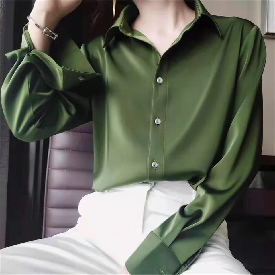 Fashion Retro Solid Satin Office Career Shirts Blouse Tops Women Blouses Casual Single-breasted All-match Leisure Shirt Blusas
Fashion Retro Solid Satin Office Career Shirts Blouse Tops Women Blouses Casual Single-breasted All-match Leisure Shirt Blusas