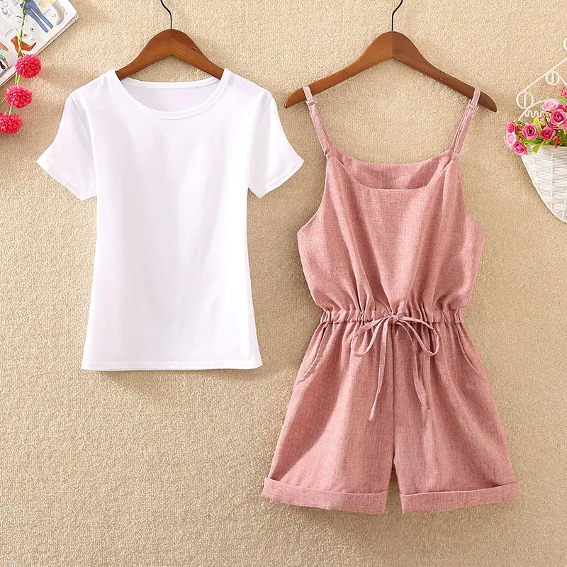 2020 New Summer Ladies Suit Women White T Shirt Tops + Overall Elastic Waist Solid Color and Plaid Shorts Two Pieces Set Z60
2020 New Summer Ladies Suit Women White T Shirt Tops + Overall Elastic Waist Solid Color and Plaid Shorts Two Pieces Set Z60