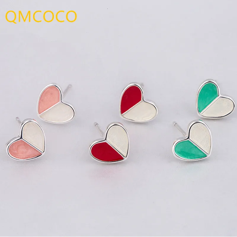 QMCOCO Silver Color Fashion Earring Red Pink Green Three-Color Heart Shape Stud Earrings For Girls Lady Earring Ornaments
QMCOCO Silver Color Fashion Earring Red Pink Green Three-Color Heart Shape Stud Earrings For Girls Lady Earring Ornaments