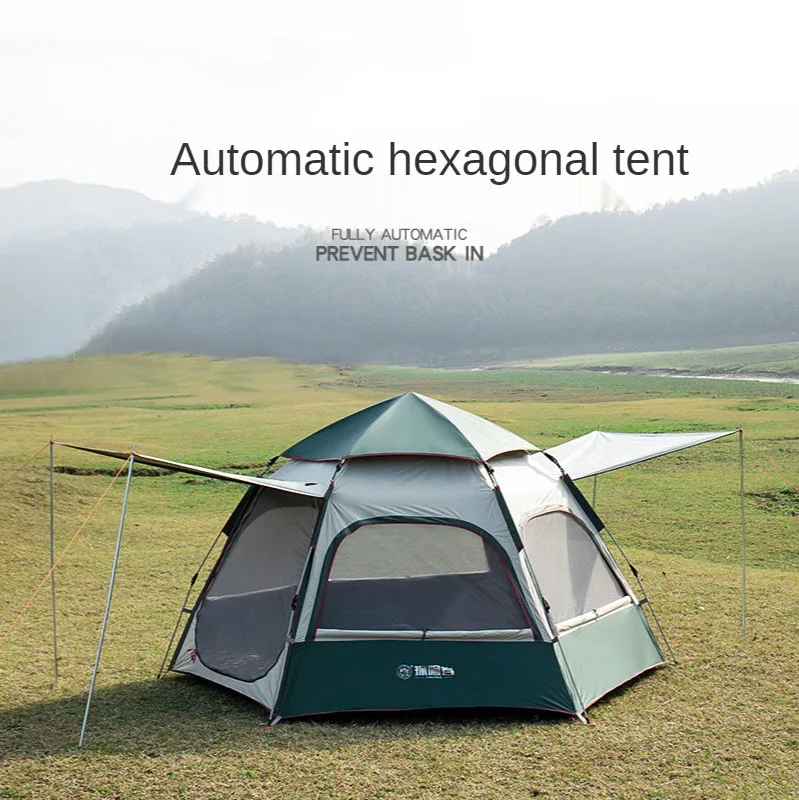 Tourism Tents Camping Thickened Fully Automatic Rainproof Take 3-4 People Hexagonal Tent 190T Sunscreen Coating
Tourism Tents Camping Thickened Fully Automatic Rainproof Take 3-4 People Hexagonal Tent 190T Sunscreen Coating