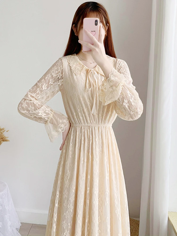 Sweet Preppy Style Princess Skirt Women Autumn Clothing 2021 New Student Korean Lace Long Sleeve Strappy White Fairy Midi Dress
Sweet Preppy Style Princess Skirt Women Autumn Clothing 2021 New Student Korean Lace Long Sleeve Strappy White Fairy Midi Dress
