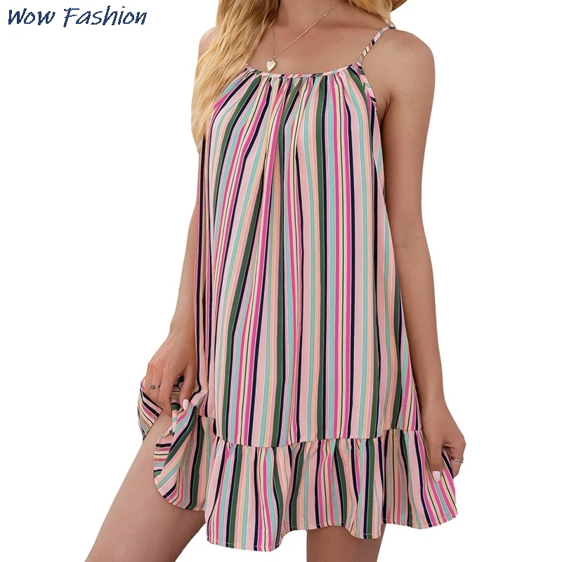Woman's Colorblock Striped Printed Dress Sexy Casual Loose A Line Sleeveless Vestidos Female 2021 Summer Beach Dress
Woman's Colorblock Striped Printed Dress Sexy Casual Loose A Line Sleeveless Vestidos Female 2021 Summer Beach Dress