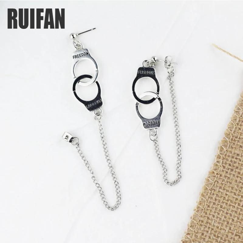 Ruifan Europe Fashion Cool Punk Handcuff Earrings for Women Girls Vintage Silver Plated Hook Drop Earring Popular Jewelry YEA433 
Ruifan Europe Fashion Cool Punk Handcuff Earrings for Women Girls Vintage Silver Plated Hook Drop Earring Popular Jewelry YEA433
