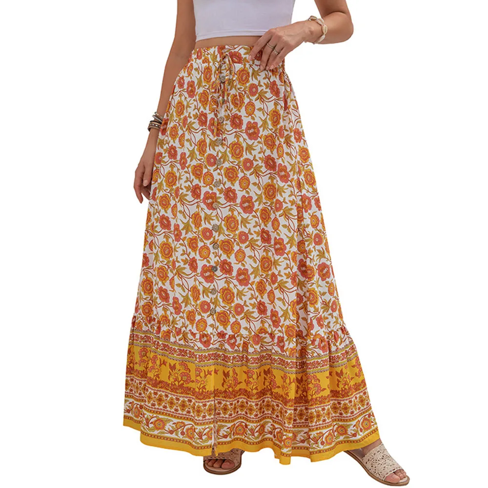 Women Clothing Casual Boho Print Lace Up Maxi Skirts Summer Fashion Empire Loose Long Skirt Green Slit Beach Skirts Womens 2021
Women Clothing Casual Boho Print Lace Up Maxi Skirts Summer Fashion Empire Loose Long Skirt Green Slit Beach Skirts Womens 2021