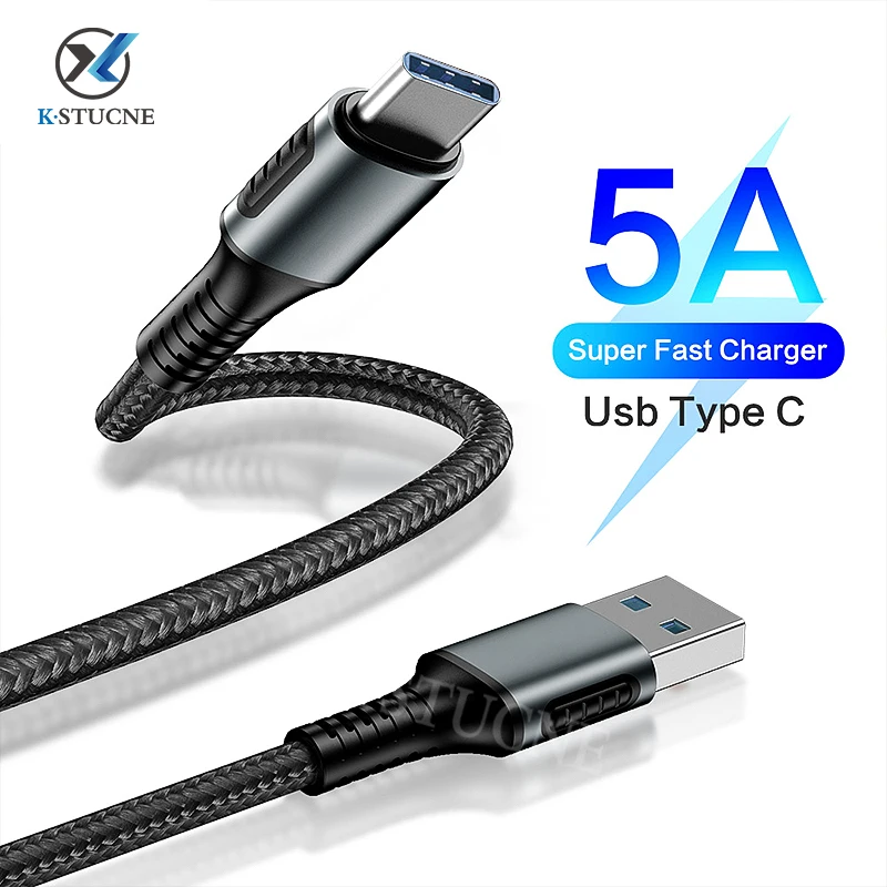 Кабель KSTUCNE 5A USB Type C для Huawei Mate 20Pro P20 Lite сверхзарядный кабель быстрой зарядки P30