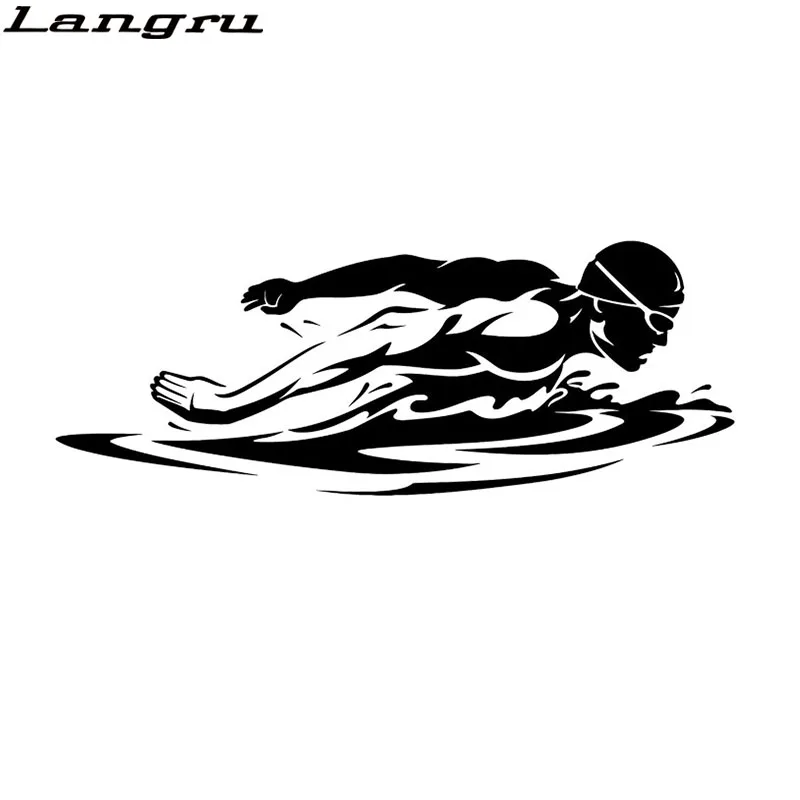 Langru 17 2 см * 6 4 плавающий пловец бабочка ход модный виниловый стикер автомобильный