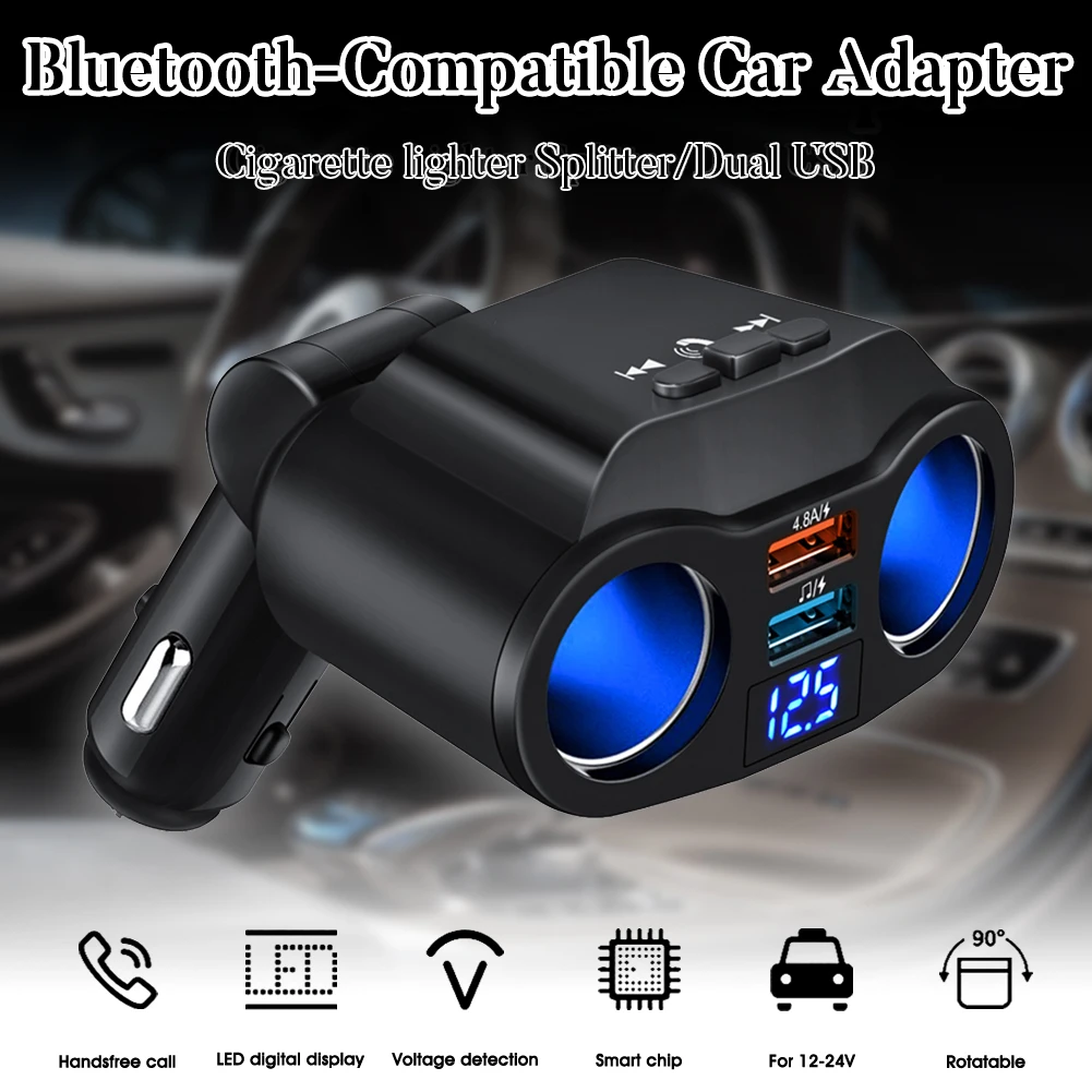 Cigarette Lighter Compatible Bluetooth USB Car Charger, 2 Sockets with LED Voltage Display Детал прикуриватель в автои интерьера
Cigarette Lighter Compatible Bluetooth USB Car Charger, 2 Sockets with LED Voltage Display Детал прикуриватель в автои интерьера