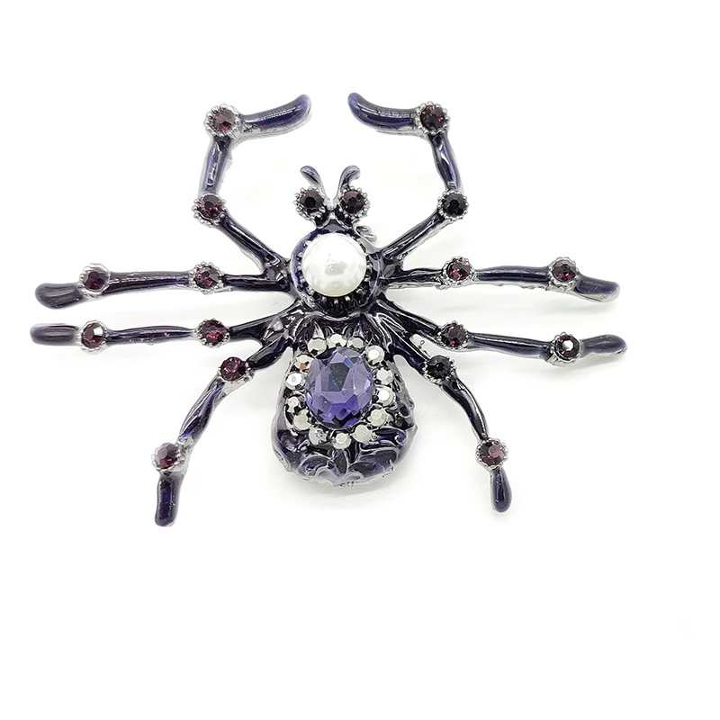 

PD BROOCH Retro Zircon Exaggerated Animal Spider Blue Purple Corsage Purple Jewelry Enamel Pin Brooch Brooches Spider Jewelry