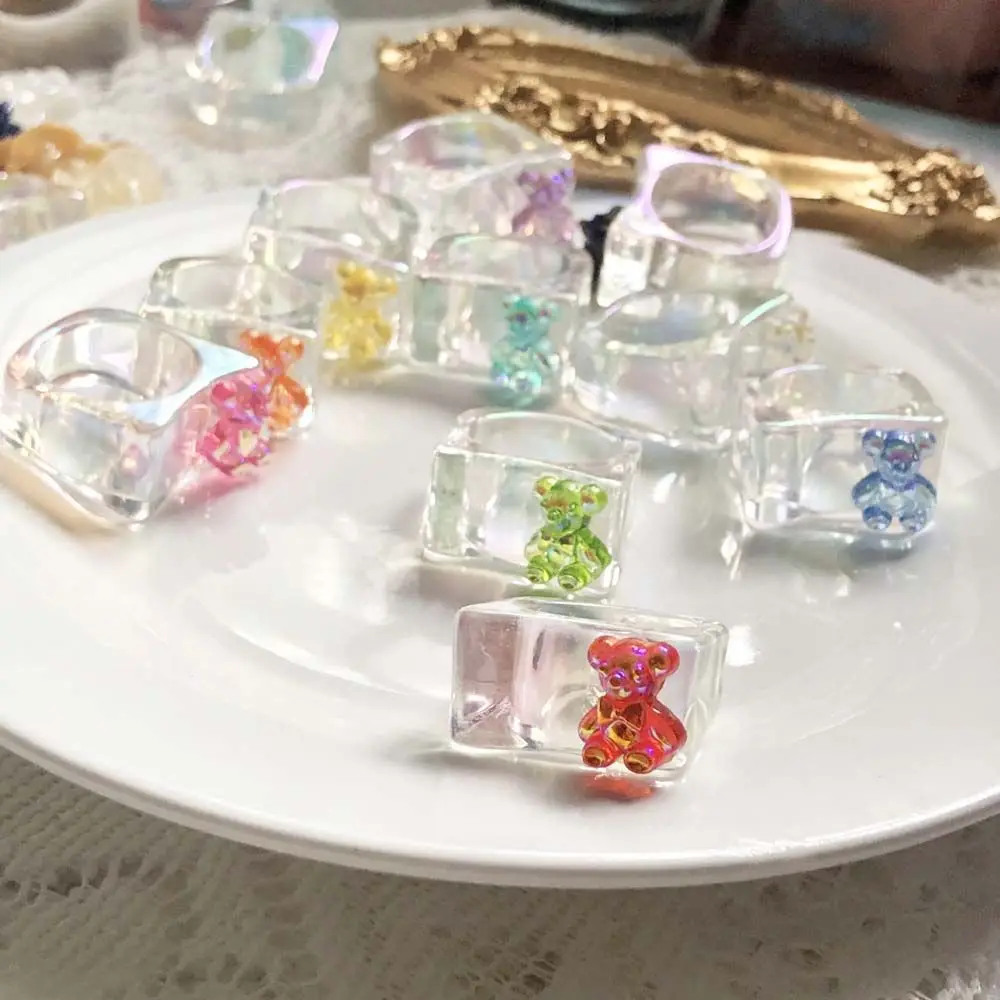 Korean Retro Bear Ring Cutie Gummy Bear Decor Rings Colorful Exaggerated Clear Resin Acrylic Rings Female Jewelry Accessories
Korean Retro Bear Ring Cutie Gummy Bear Decor Rings Colorful Exaggerated Clear Resin Acrylic Rings Female Jewelry Accessories