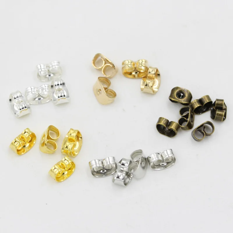 

200Pcs/Lot Gold Color butterfly earplugs Earring Back Stopper Ear Plugging Diy Jewelry Making Accessories Earrings Stud Pin Caps
