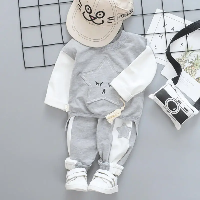 Spring Autumn Children Clothes Suit Kids Boys Girls Cartoon STAR T Shirt Pants 2pcs/sets Baby Toddler Clothing Infant Sportswear | Мать и