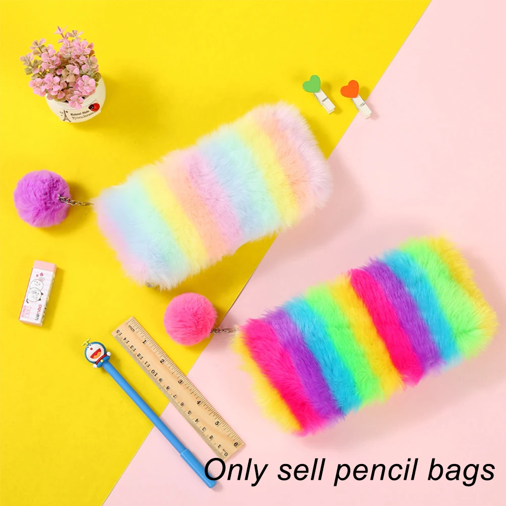 Plush Pencil Bag Rainbow Style School Lightweight Stationery Large Capacity Office With Pendant Zipper Cute Storage Furry
Plush Pencil Bag Rainbow Style School Lightweight Stationery Large Capacity Office With Pendant Zipper Cute Storage Furry
