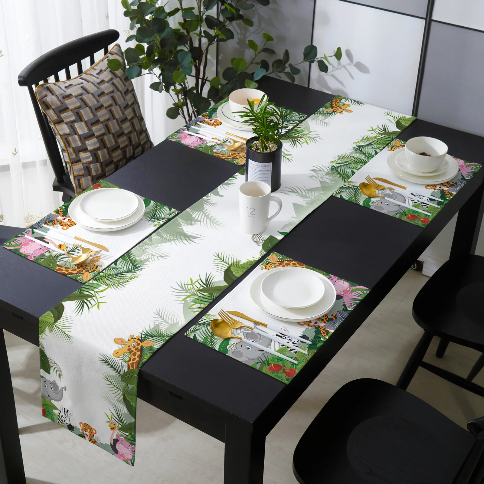 Jungle Animal Cartoon Giraffe Elephant Table Runner and Placemats Set Coffee Table Decor Wedding Table Decoration Tablecloth
Jungle Animal Cartoon Giraffe Elephant Table Runner and Placemats Set Coffee Table Decor Wedding Table Decoration Tablecloth