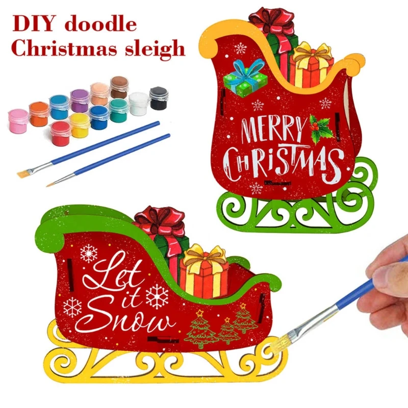 DIY Christmas Sleigh Decoration Kit with Paints Brushes Wooden Art Craft for Kid 667A
DIY Christmas Sleigh Decoration Kit with Paints Brushes Wooden Art Craft for Kid 667A