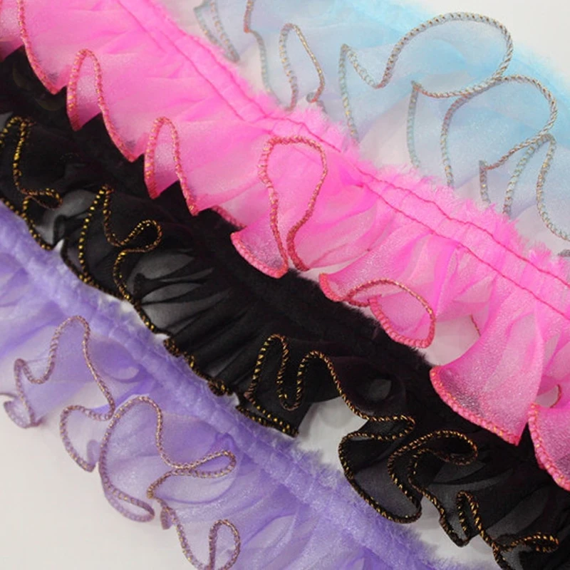 30yards 5.5cm Wide Gold Edge Ruffle Lace Pleated Organza Ribbon Trim Fabric DIY Collar Doll Dress Crafts Material
30yards 5.5cm Wide Gold Edge Ruffle Lace Pleated Organza Ribbon Trim Fabric DIY Collar Doll Dress Crafts Material