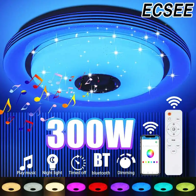 300W Music Led Ceiling Light RGB Dimmable Flush Mount Round Livingroom APP bluetooth Speaker Smart Lamp with Remote Control
300W Music Led Ceiling Light RGB Dimmable Flush Mount Round Livingroom APP bluetooth Speaker Smart Lamp with Remote Control