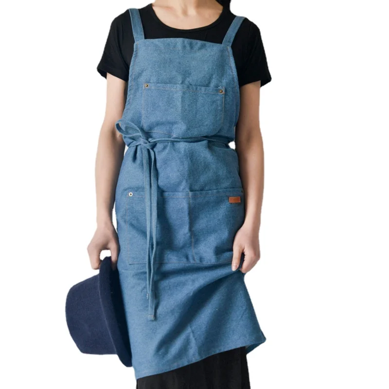 Men's and Women's Cotton Denim Anti-fouling Simple Hanging Neck Sleeveless Apron Kitchen Cooking Clean Floral Coffee Shop Bar
Men's and Women's Cotton Denim Anti-fouling Simple Hanging Neck Sleeveless Apron Kitchen Cooking Clean Floral Coffee Shop Bar