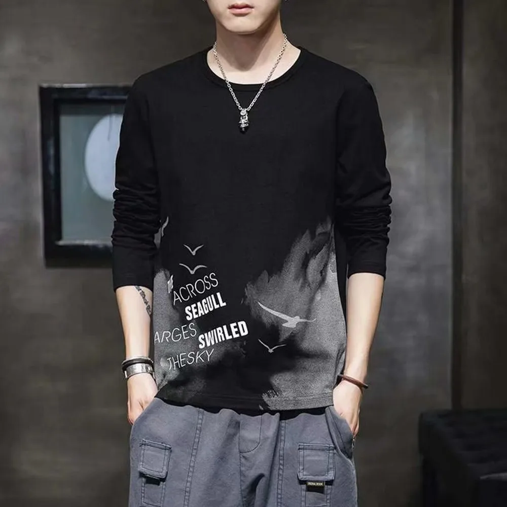 Men Long-Sleeved T-Shirt Casual Loose O-Neck Print Warm Bottoming Shirt Top Fall High Quality Oversize Korean Fashion Basic Tops
Men Long-Sleeved T-Shirt Casual Loose O-Neck Print Warm Bottoming Shirt Top Fall High Quality Oversize Korean Fashion Basic Tops