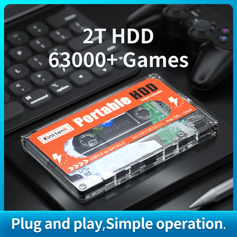 

Портативный внешний корпус для жесткого диска с 2T HDD встроенные 63000 + игр для PS3/PS2/PS1/SS, жесткий диск для супер консоли X Мини ПК