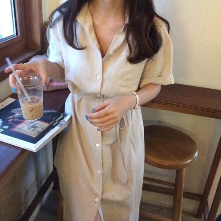 New 2022 Women Summer Shirt Dress Single Breasted Oversize Korean Style Vintage Split Lace Up Lady Long Dress
New 2022 Women Summer Shirt Dress Single Breasted Oversize Korean Style Vintage Split Lace Up Lady Long Dress