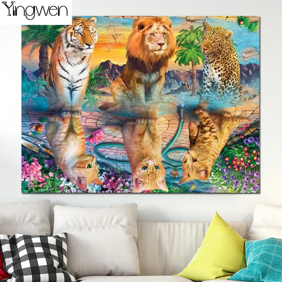 Animal Reflection Diamond Painting Flower Full Diamond Embroidery Picture Mosaic Lion Tiger Leopard Cross Stitch Art Home Decor
Animal Reflection Diamond Painting Flower Full Diamond Embroidery Picture Mosaic Lion Tiger Leopard Cross Stitch Art Home Decor
