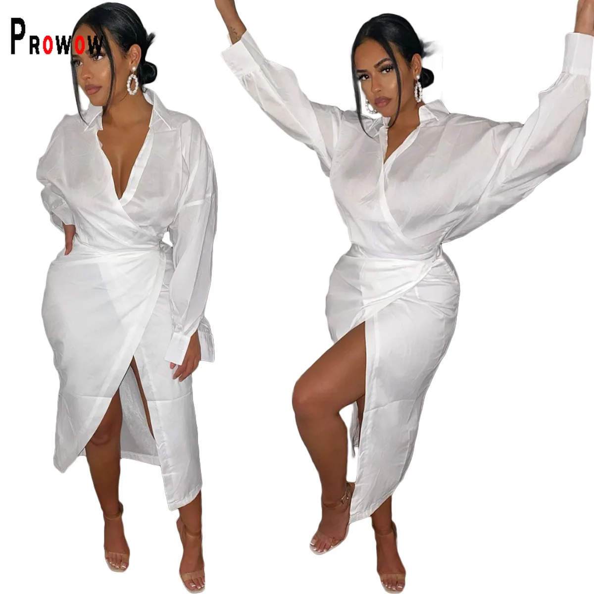 Prowow Office Lady Blouse Dress 2021 New Spring Fall Long Sleeve Dresses for Women White Color Bandage Split Female Outfit
Prowow Office Lady Blouse Dress 2021 New Spring Fall Long Sleeve Dresses for Women White Color Bandage Split Female Outfit