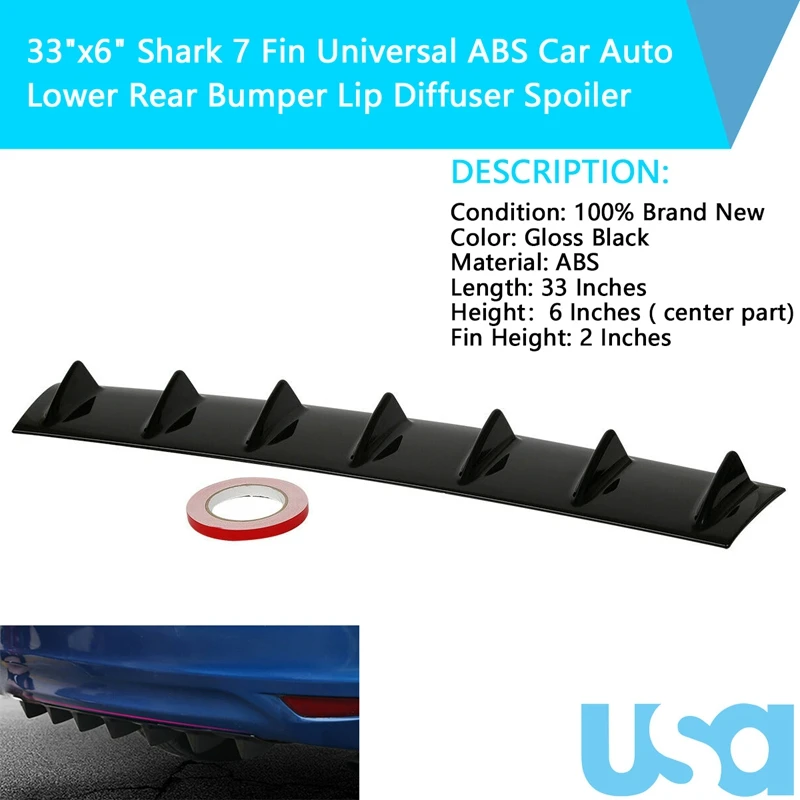 33 "x 6" Shark 7 Fin Универсальный ABS авто нижний диффузор, губа на задний бампер спойлер
33 "x 6" Shark 7 Fin Универсальный ABS авто нижний диффузор, губа на задний бампер спойлер