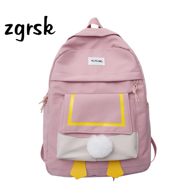 

College Korean Version High School Backpack Campus Simple Cute Duck Butt Middle School Schoolbag Female Forest Department Canvas