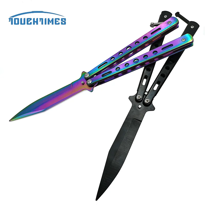 Нож-бабочка Balisong тренировочный складной резец титановый не заточен учебный