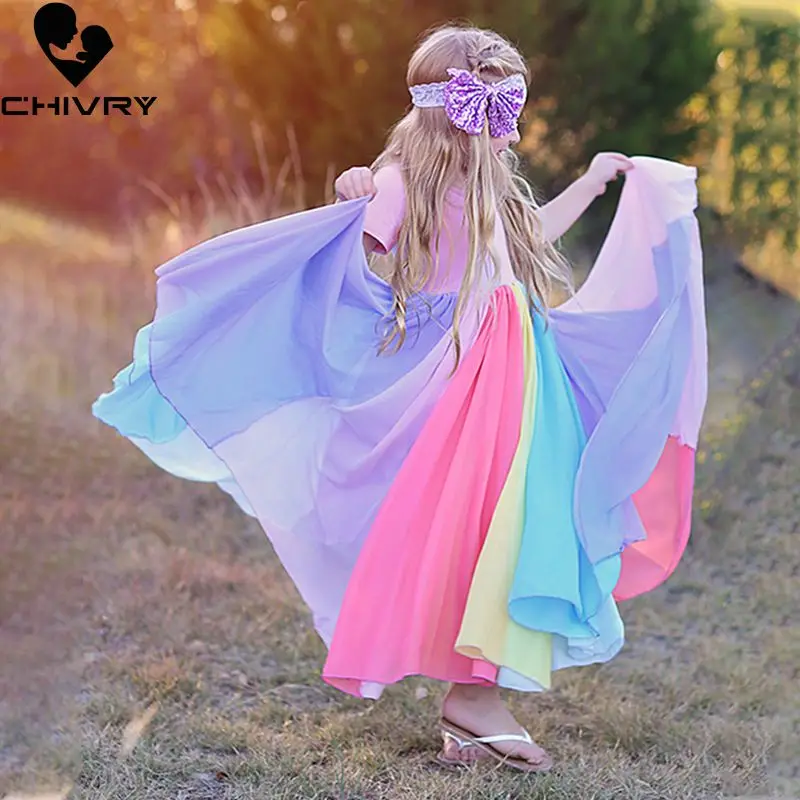 New 2020 Little Girls Summer Dress Girls Fashion Colourful Rainbow Striped Short Sleeve Loose A-line Dresses Princess Dress
New 2020 Little Girls Summer Dress Girls Fashion Colourful Rainbow Striped Short Sleeve Loose A-line Dresses Princess Dress