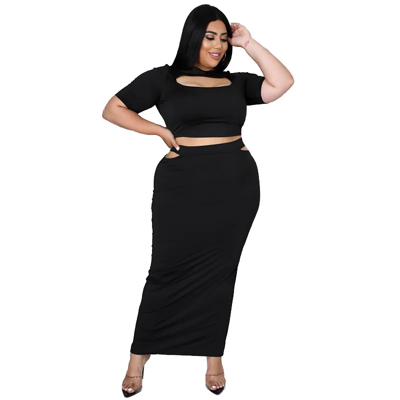 Chifirena Plus Size Summer Women Set Hollow Out Short Sleeve Crop Top and Bodycon Skirts Two Piece Set Sexy Women Suit 2021
Chifirena Plus Size Summer Women Set Hollow Out Short Sleeve Crop Top and Bodycon Skirts Two Piece Set Sexy Women Suit 2021