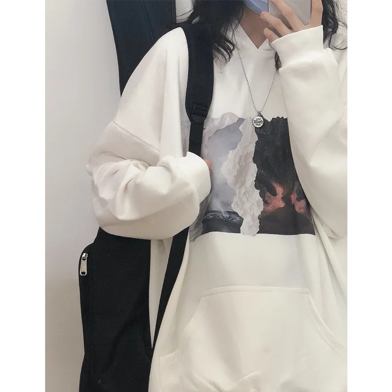 

Chic Hong Kong Style Sweatshirt Women's Fashionable Spring and Autumn Thin Korean Style Loose Bf Idle Style Early Autumn New Kio