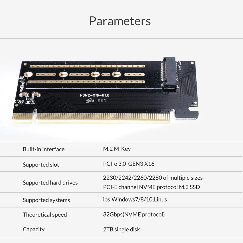 ORICO PCI-E Express M.2 M-key Interface SSD M.2 NVME to PCI-E 3.0 X16 Gen3 Convert Card Support 2230 2242 2260 2280 SSD Adapter
ORICO PCI-E Express M.2 M-key Interface SSD M.2 NVME to PCI-E 3.0 X16 Gen3 Convert Card Support 2230 2242 2260 2280 SSD Adapter